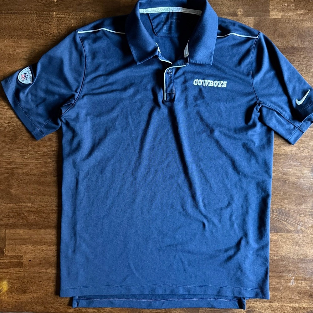 Nike Dallas Cowboys Official Embroidered Equipment Polo Men's Large Dri Fit Golf
